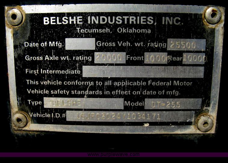image for item H6393 2000 Belshe DT255 gooseneck equipment trailer