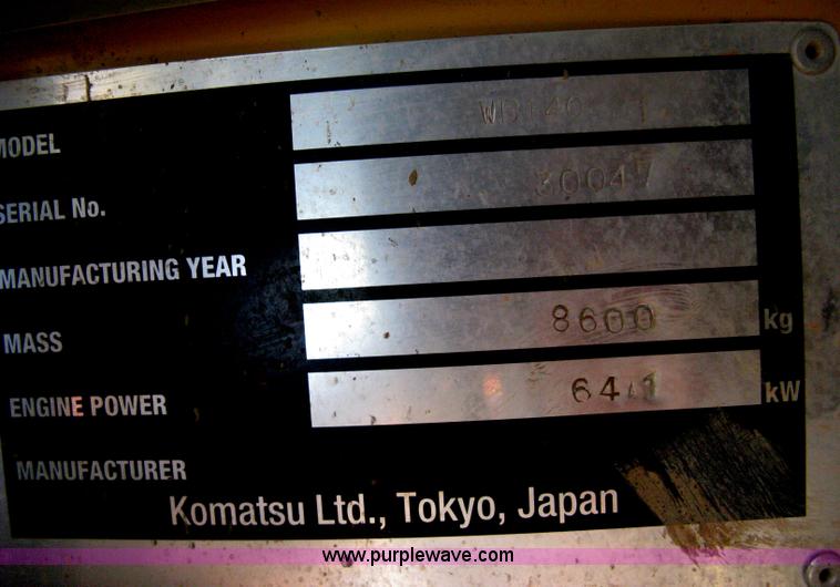 image for item H6434 2002 Komatsu WB140-2 backhoe