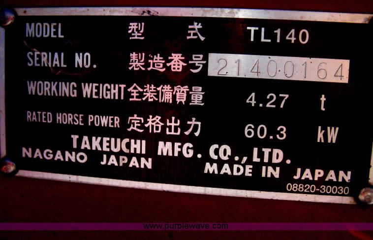 image for item H6444 2004 Takeuchi TL140 track skid steer