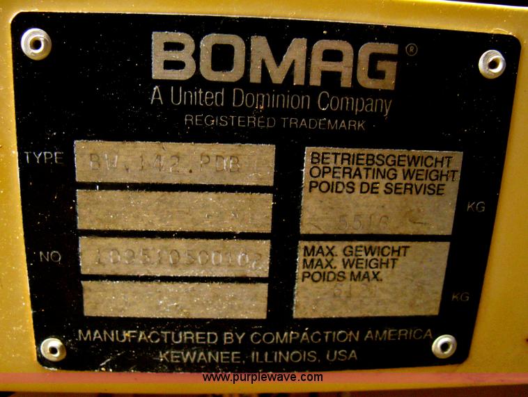 image for item H6448 1992 Bomag BW142 vibratory padfoot roller