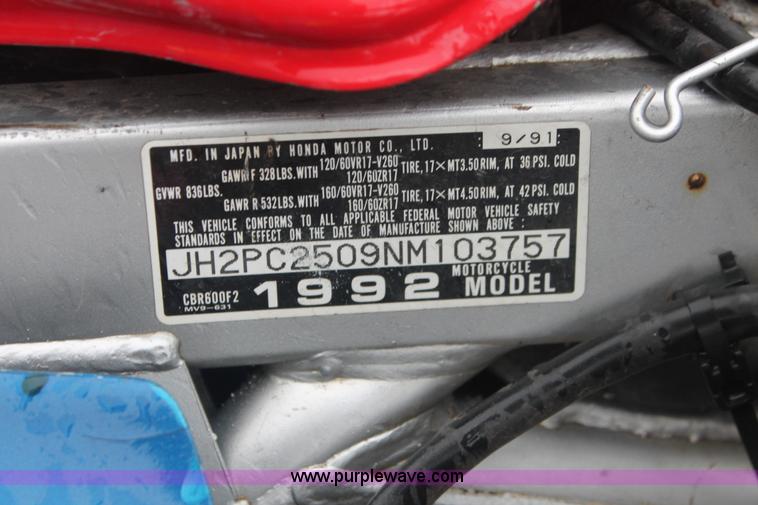 image for item H4225 1992 Honda motorcycle