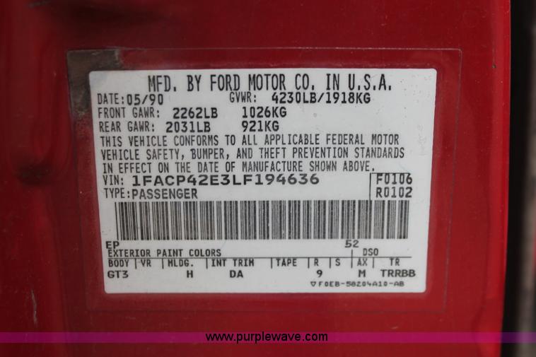 image for item H4250 1990 Ford Mustang GT