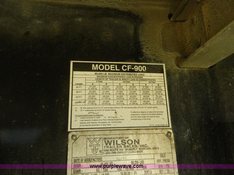 image for item AD9962 2006 Wilson CF900 Road Brute aluminum flatbed trailer