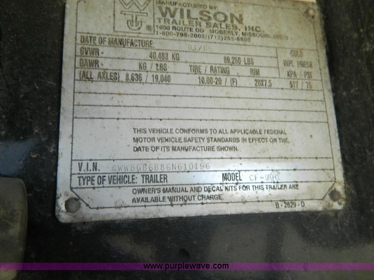 image for item AD9962 2006 Wilson CF900 Road Brute aluminum flatbed trailer