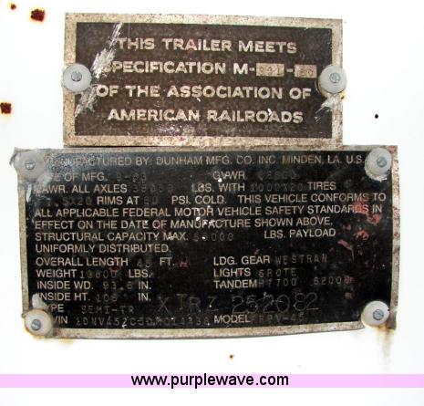 image for item C1361 1983 Dunham 45' storage trailer