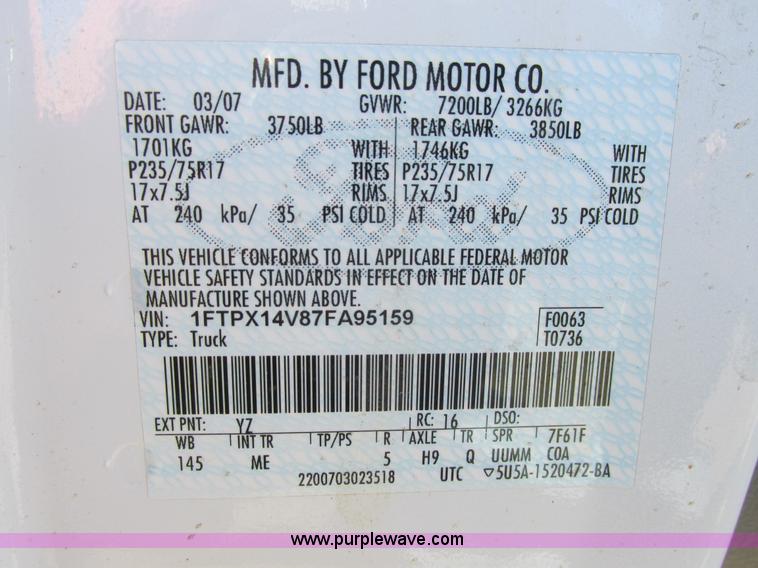 image for item A8647 2007 Ford F150 pickup truck