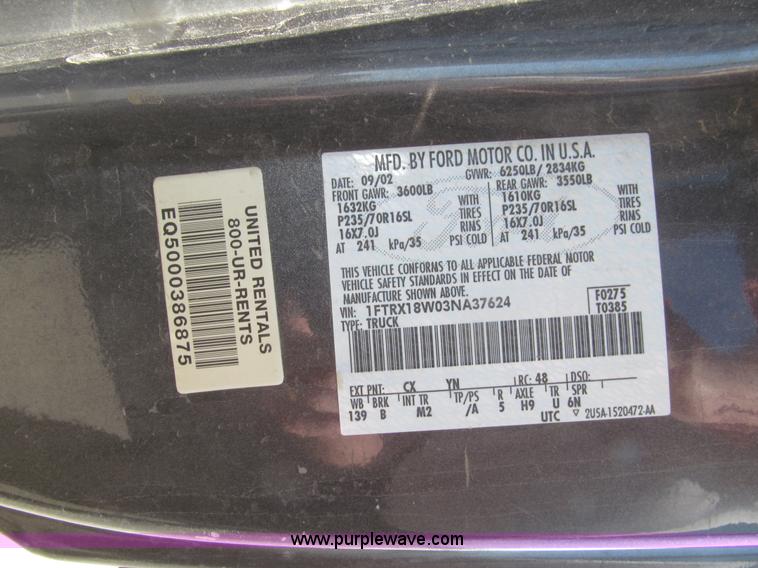 image for item E4561 2003 Ford F150 XLT SuperCab pickup truck