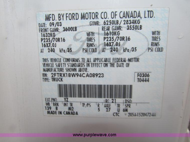 image for item E4595 2004 Ford F150 Heritage XLT SuperCab pickup truck