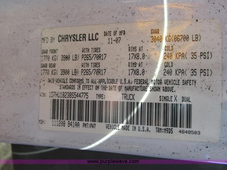 image for item G9224 2008 Dodge Ram 1500 pickup truck