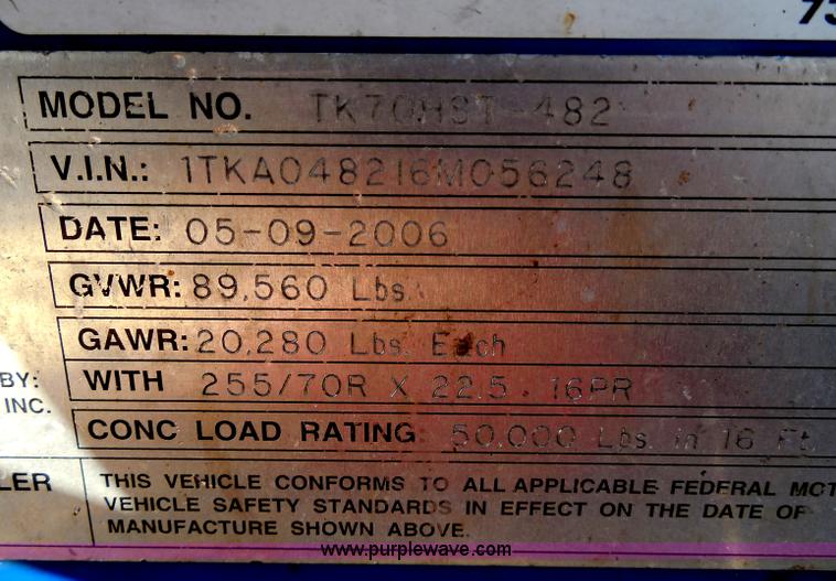 image for item I1331 2006 Trail King TK70HST-482 Advantage equipment trailer