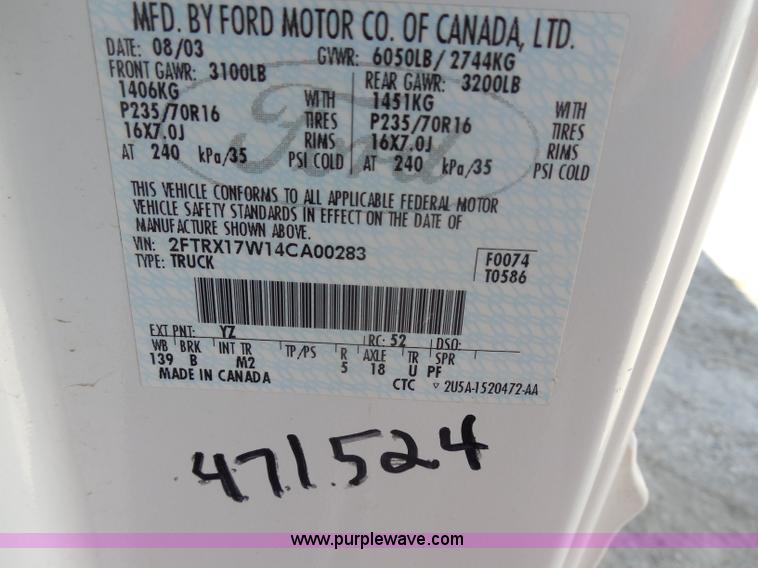 image for item I1356 2004 Ford F150 Heritage XL SuperCab pickup truck