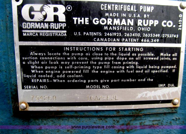 image for item E4575 Gorman Rupp 16A2-F3L portable water pump