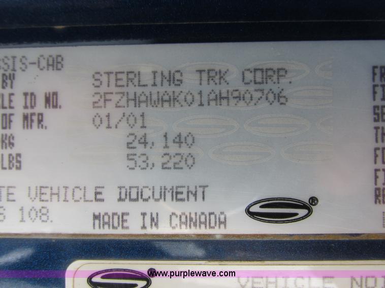 image for item G8949 2001 Sterling LT8500 dump truck