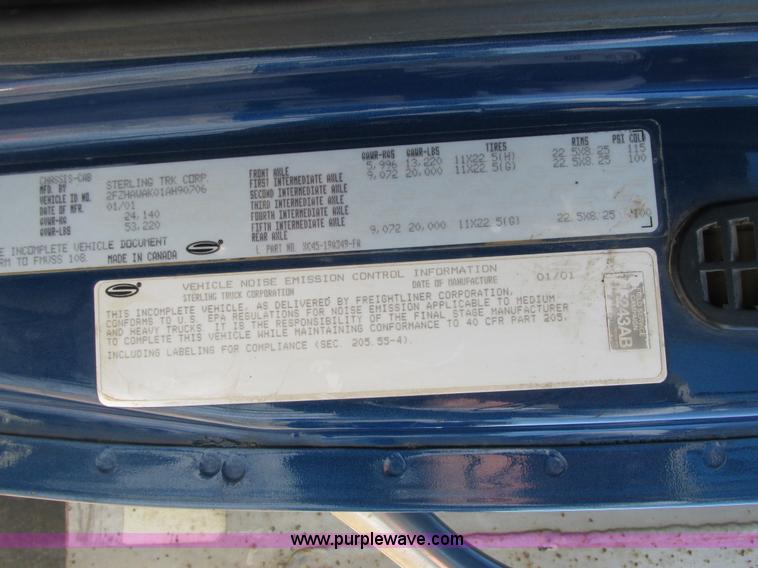 image for item G8949 2001 Sterling LT8500 dump truck