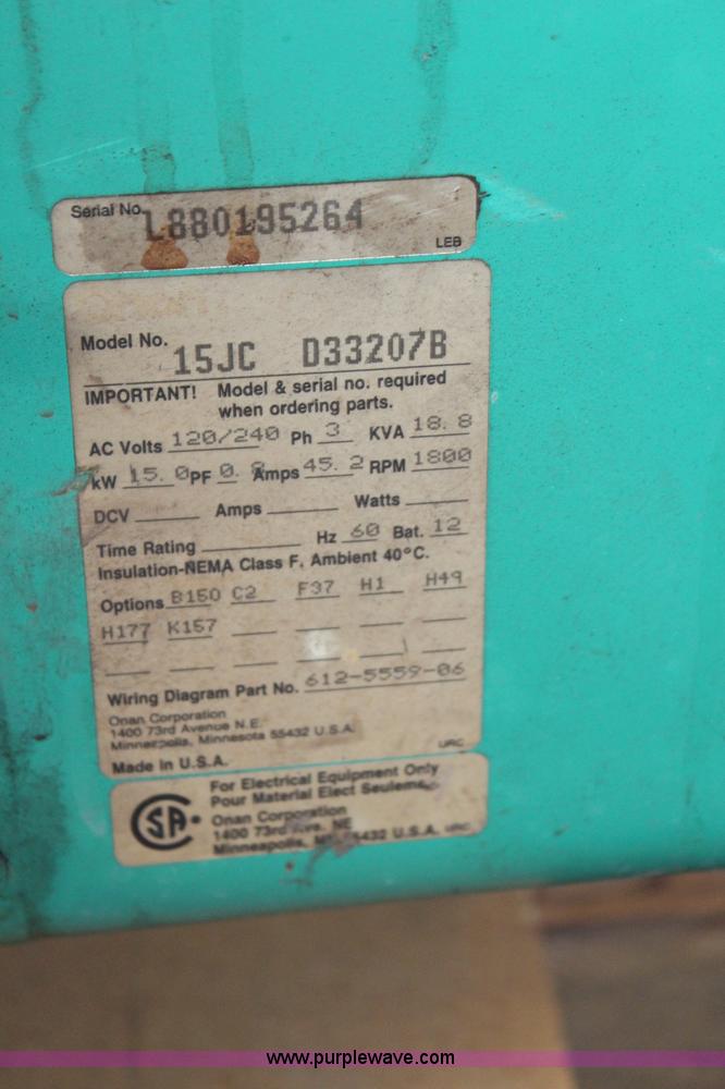 image for item AU9430 1988 Onan generator