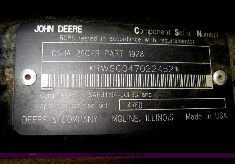image for item H6283 1992 John Deere 4760 tractor