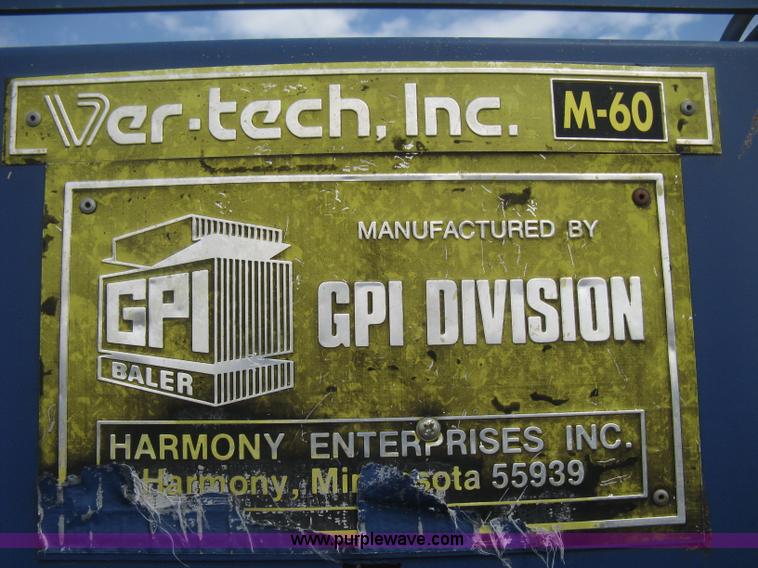 image for item AN9670 Ver-tech M60MD industrial baler