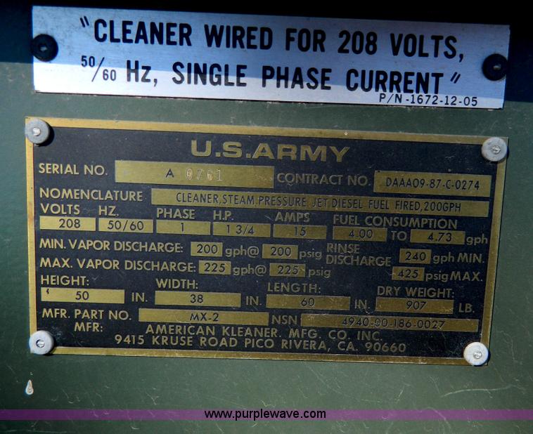 image for item AZ9138 U.S. Army diesel fired steam cleaner