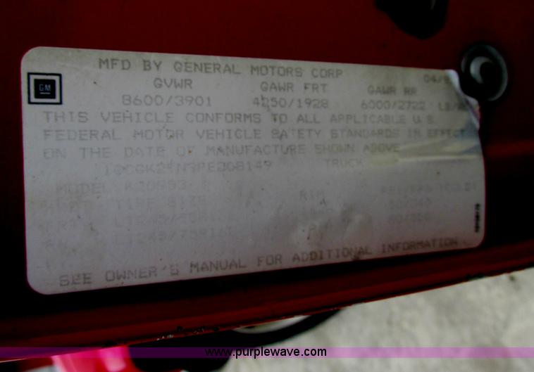 image for item F5259 1993 Chevrolet Silverado 2500 Ext. Cab pickup truck