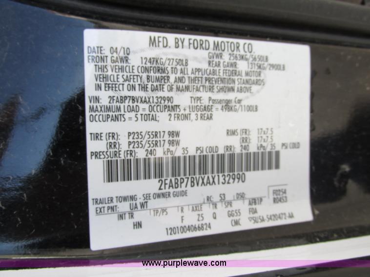 image for item F5310 2010 Ford Crown Victoria Police Interceptor