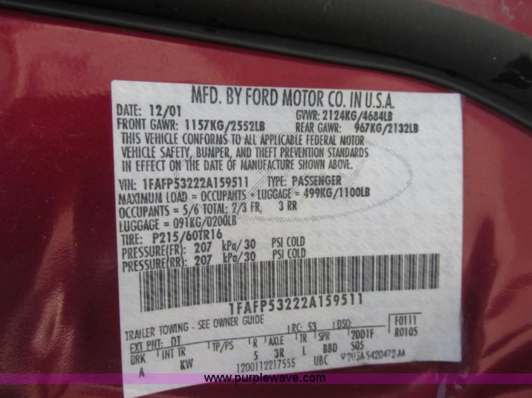 image for item F5311 2002 Ford Taurus SE