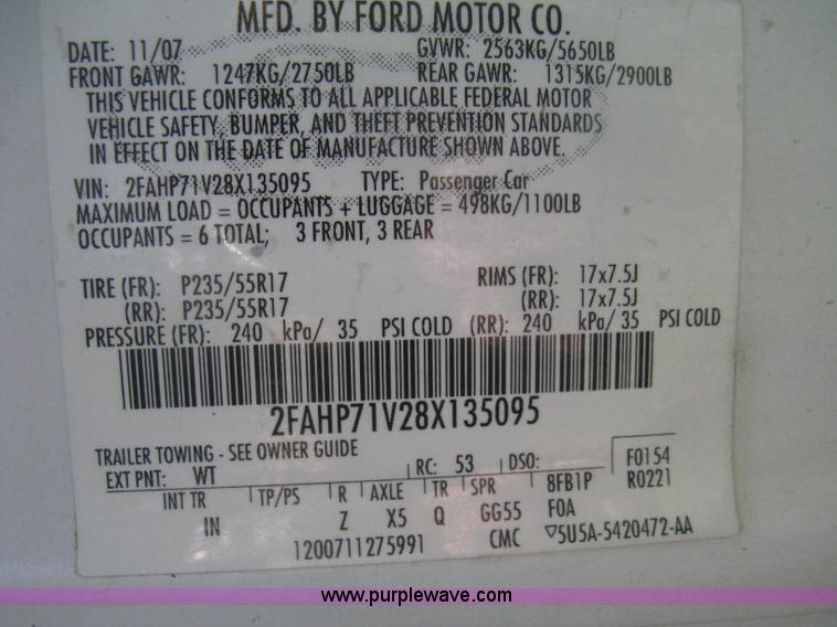 image for item H6277 2008 Ford Crown Victoria Police Interceptor