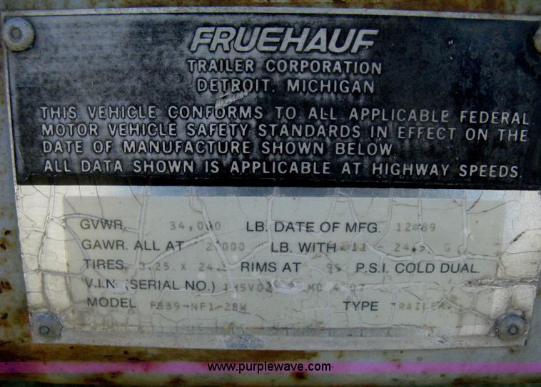 image for item H6278 1990 Fruehauf F889-NF1-28W pup dry van trailer