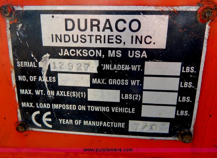 image for item B5911 2003 Durapatcher 125DJT pothole patcher