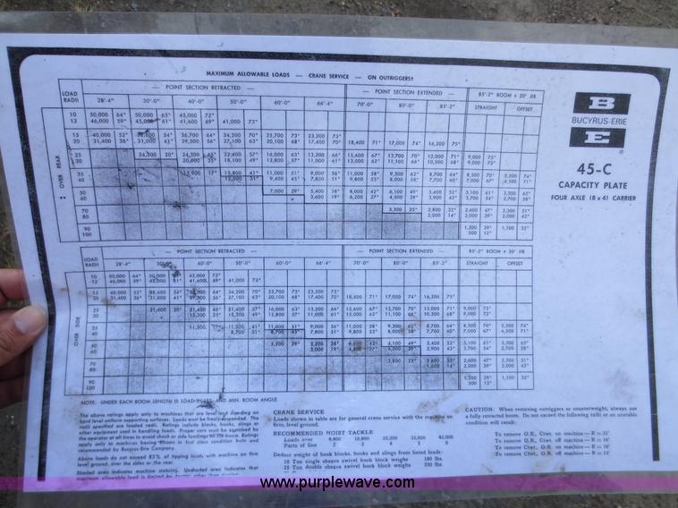 image for item D5922 1967 Bucyrus Erie 45C truck crane