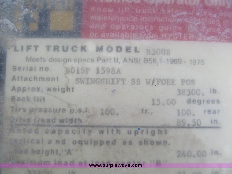 image for item E5964 Hyster H300B forklift