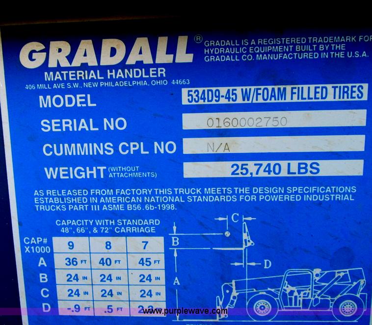 image for item F5306 Gradall 534D9-45 telehandler