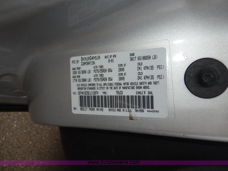 image for item H9589 2002 Dodge Ram 1500 SLT Quad Cab pickup truck