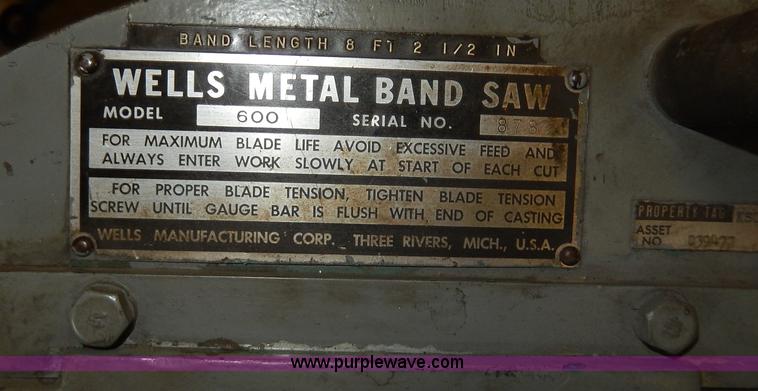 image for item AP9973 Wells metal band saw