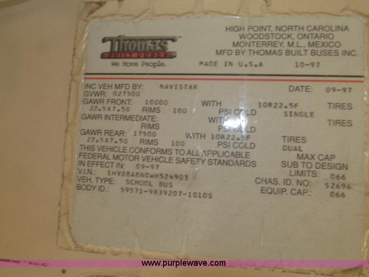 image for item D7457 1998 International 3800 Thomas school bus