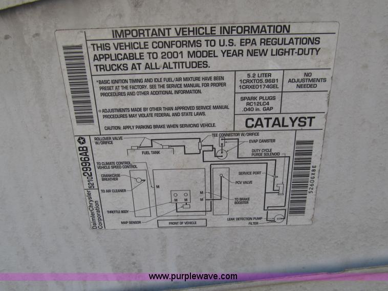 image for item E4554 2001 Dodge Ram Van 2500 van
