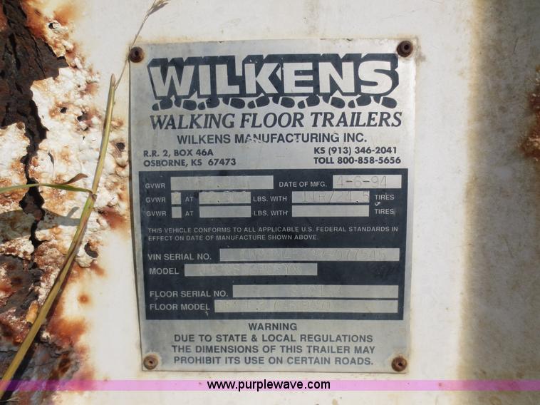 image for item F6685 1994 Wilkens 44' walking floor trailer