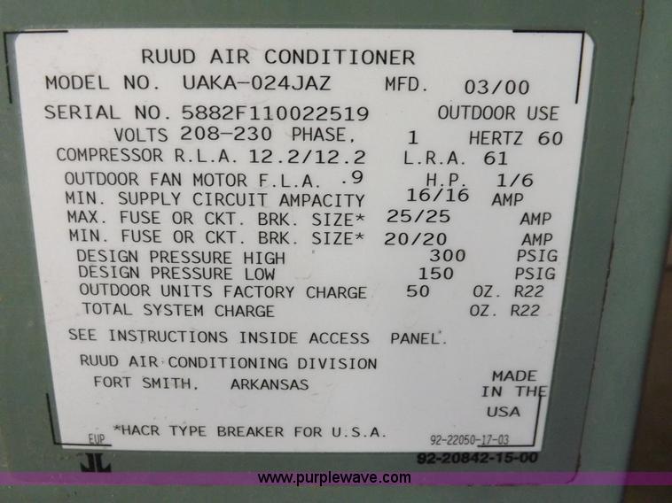 image for item I8378 Rudd electric HVAC unit