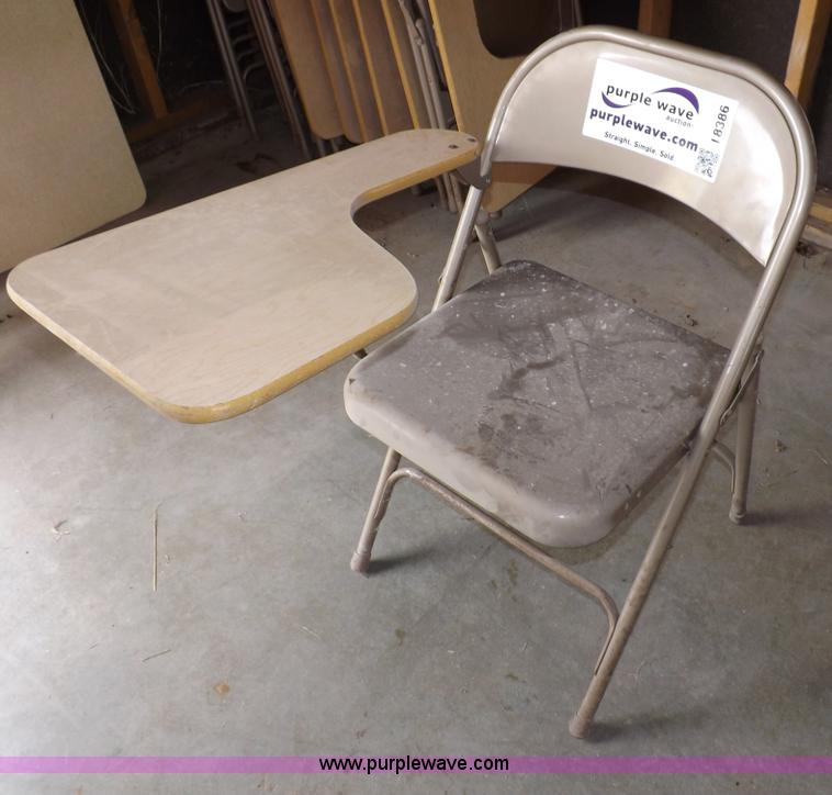 image for item I8386 (13) metal and wood folding desk chairs