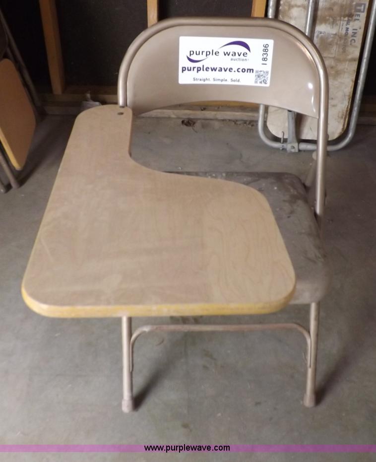 image for item I8386 (13) metal and wood folding desk chairs