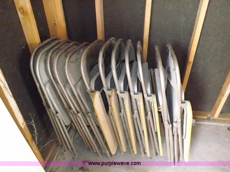 image for item I8386 (13) metal and wood folding desk chairs