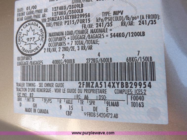 image for item I8490 2000 Ford Windstar LX van