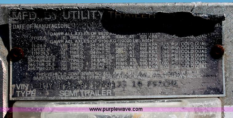 image for item H8441 2003 Utility FS2CHA flatbed spread axle trailer