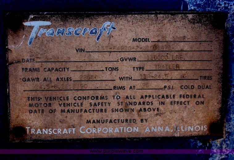 image for item H8442 1988 Transcraft TL-100K-48 flatbed spread axle trailer