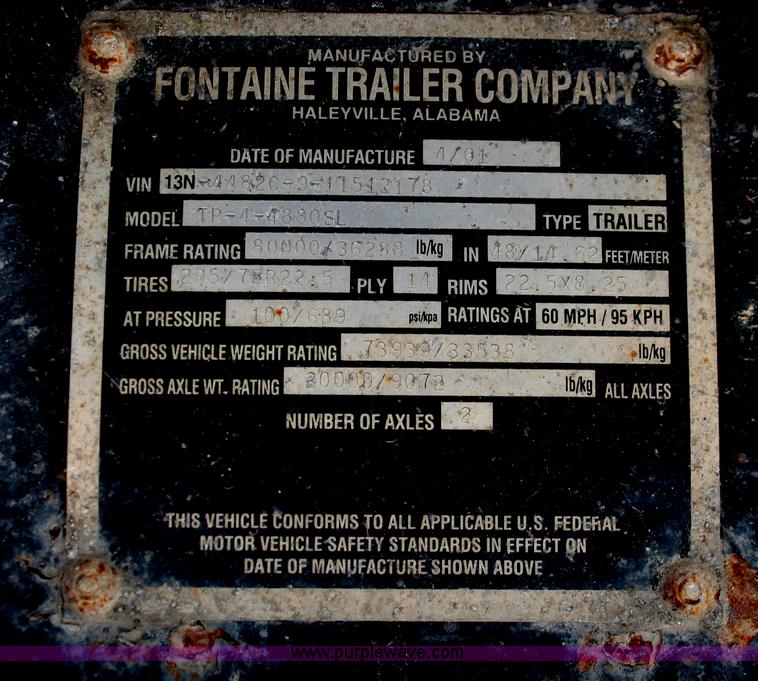 image for item H8445 2001 Fontaine TP-4-4880SL flatbed tri axle stretch trailer