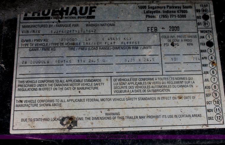 image for item H8447 2001 Fruehauf Fleet Flyer flatbed spread axle float trailer