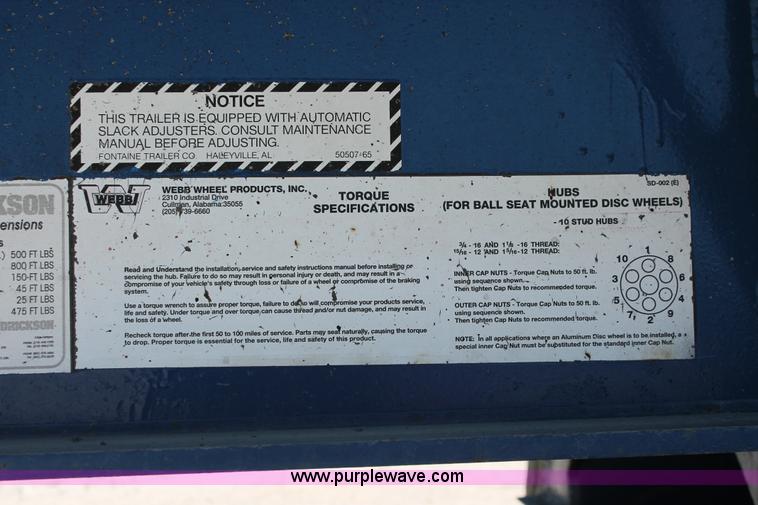 image for item H8448 1996 Fontaine flatbed spread axle float trailer