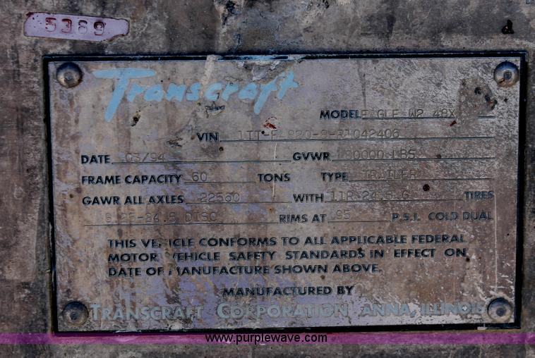 image for item H8451 1994 Transcraft Eagle WC-48X flatbed spread axle float trailer