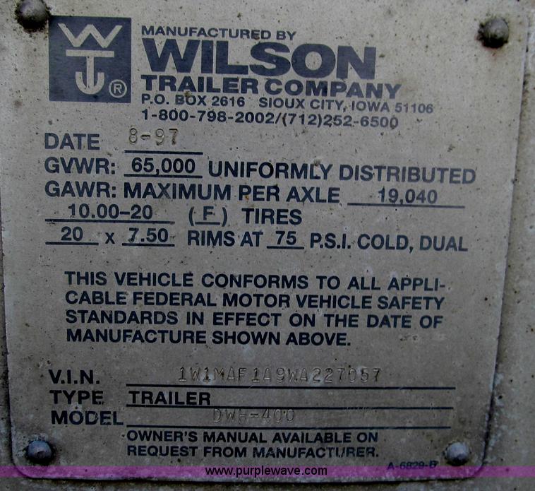 image for item G2137 1998 Wilson DWH-400 hopper bottom trailer