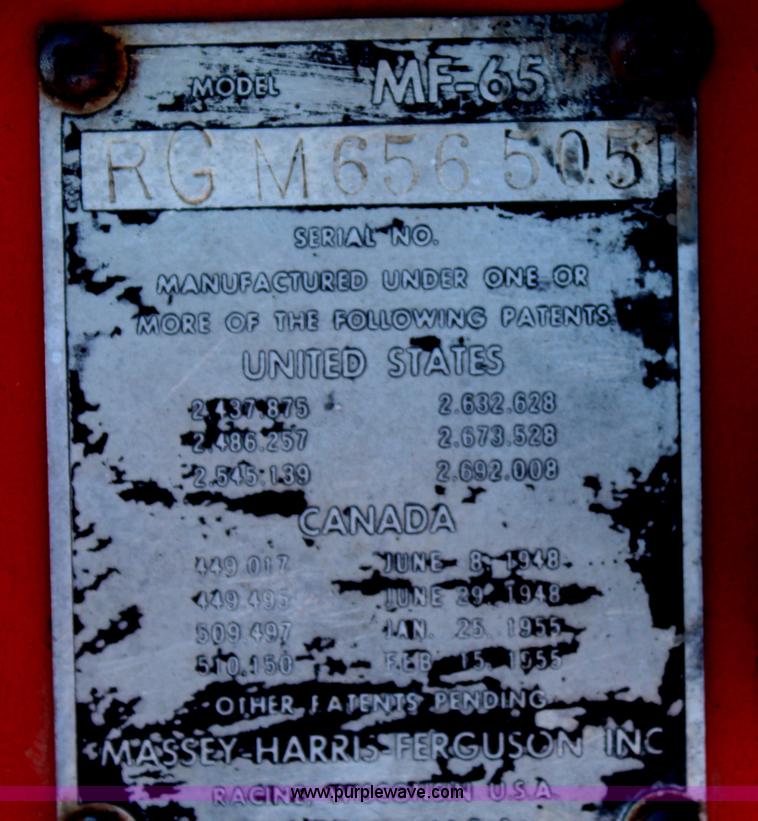 image for item H6814 1958 Massey-Ferguson 65 tractor