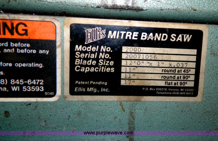 image for item AZ9062 Ellis 2000 commercial metal band saw
